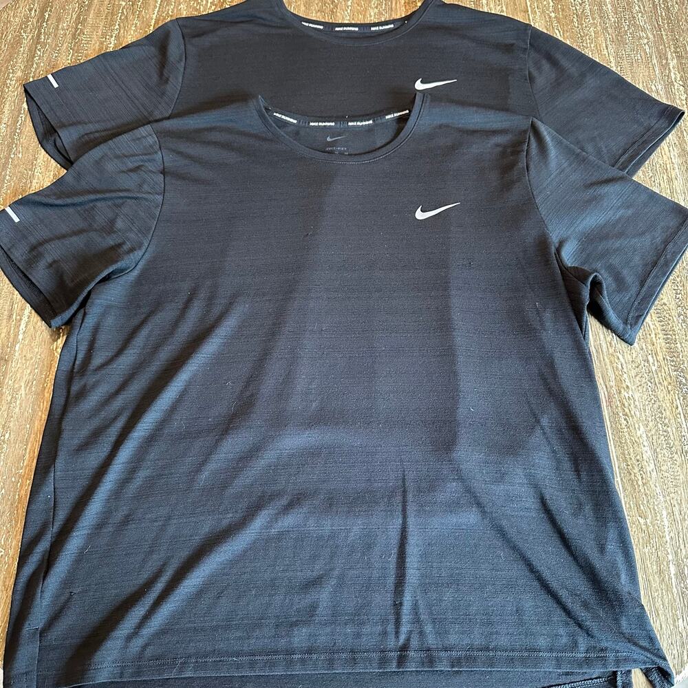 Nike Dri-Fit Running Miler Performance Shirts 2-Pack Bundle Black Men’s Size XL